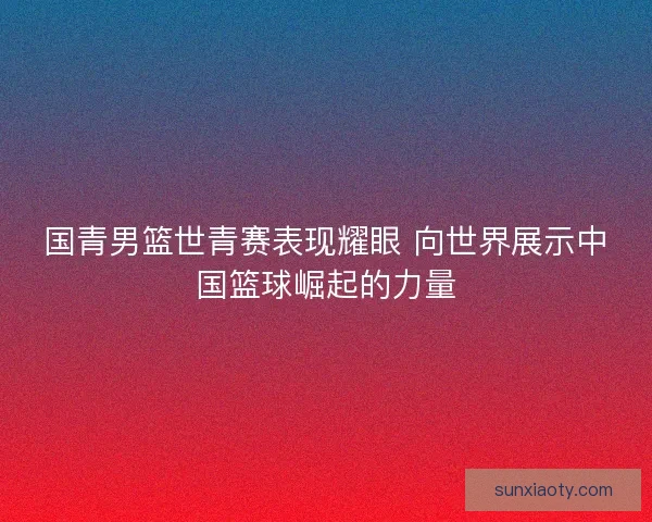 国青男篮世青赛表现耀眼 向世界展示中国篮球崛起的力量