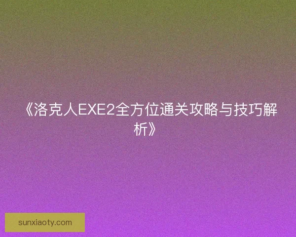 《洛克人EXE2全方位通关攻略与技巧解析》 《洛克人EXE2全方位通关攻略与技巧解析》